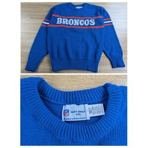 VTG 80s Cliff Engle Denver Broncos Knit Sweater Mens Small Blue Wool Blend NFL